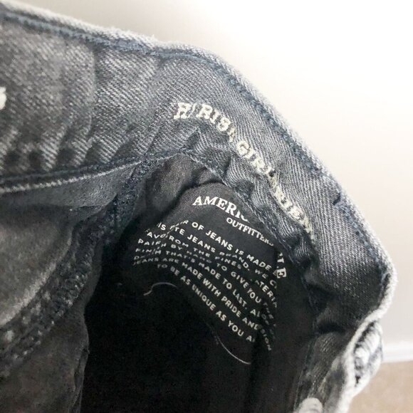 American Eagle Cut Off Hi Rise Girlfriend Denim Shorts 2 Black Womens - Picture 10 of 14